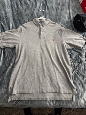 Ralph Lauren Gray Polo with Red Pony Logo